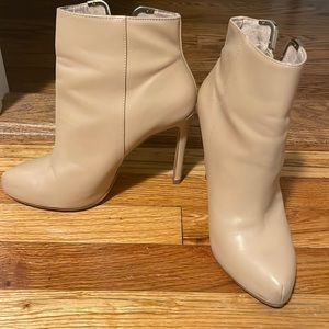 Beige Heeled Booties